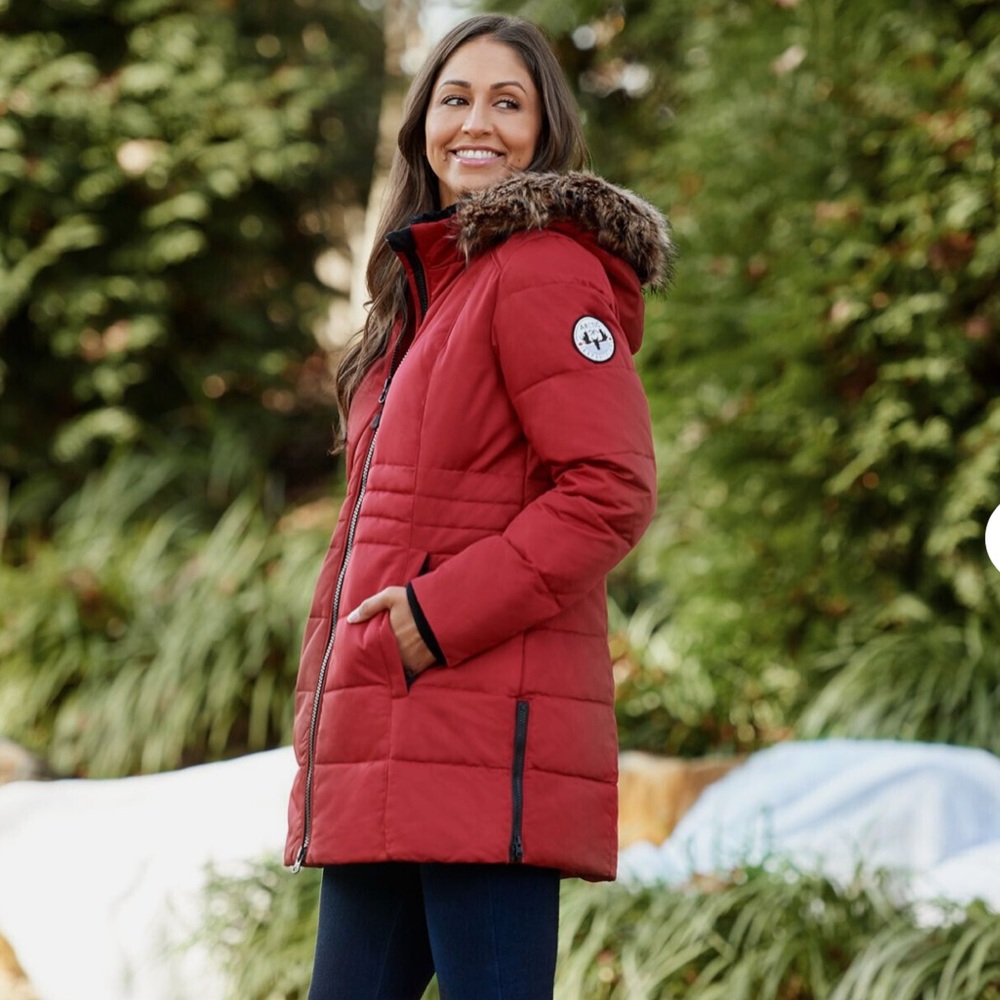 Arctic Expedition sz Quilted Zip-Front Down Coat w/ Hood Black